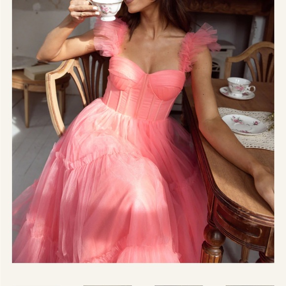 Ava Gowns Mia Dress- Peach - Picture 2 of 4